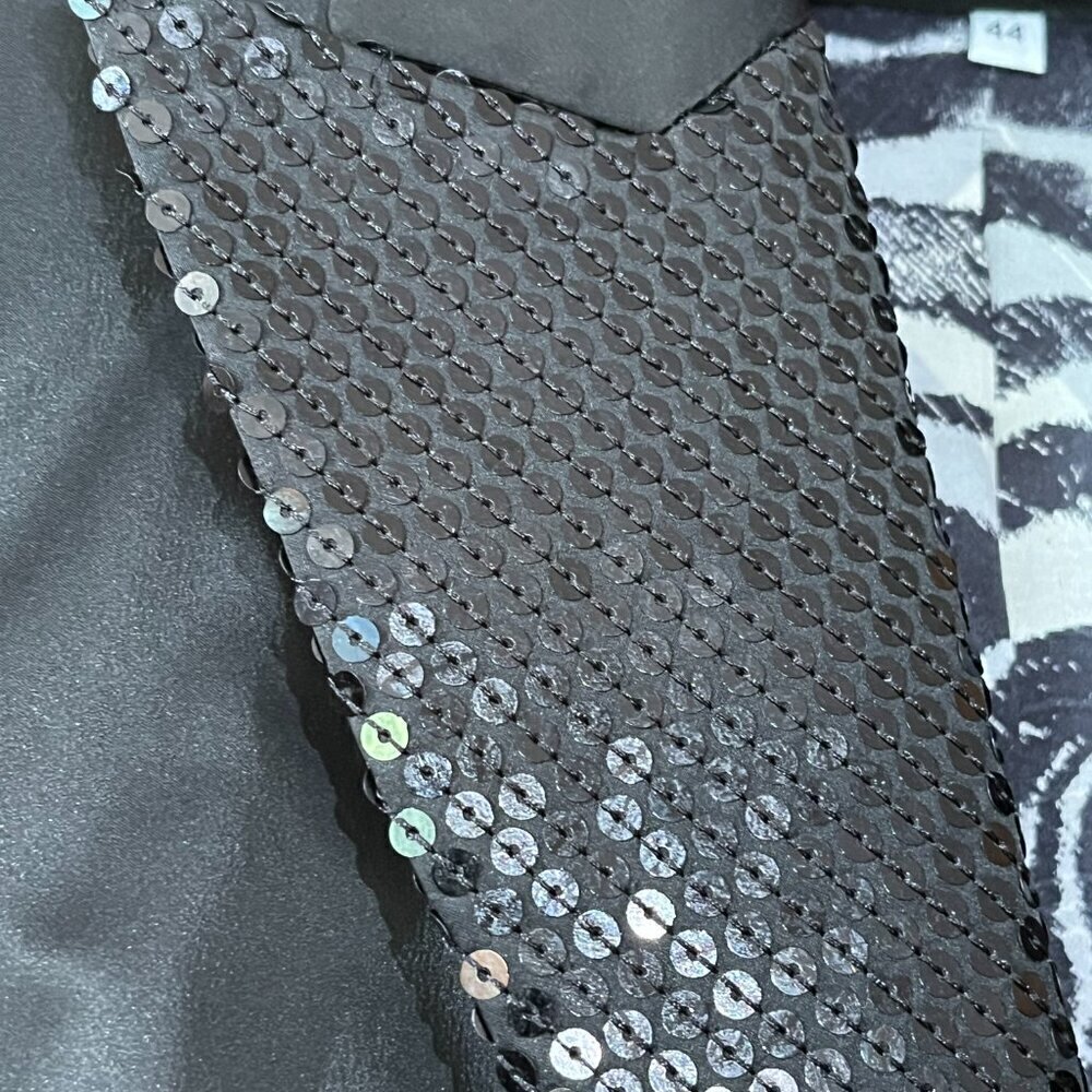 John Richmond Sequined Lapel Black Sateen Blazer Jacket Made in Italy - MINT - Picture 4 of 13